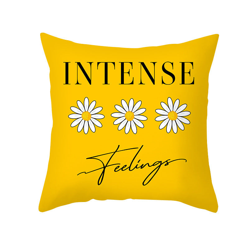 Housse de coussin moderne à imprimé marguerite jaune