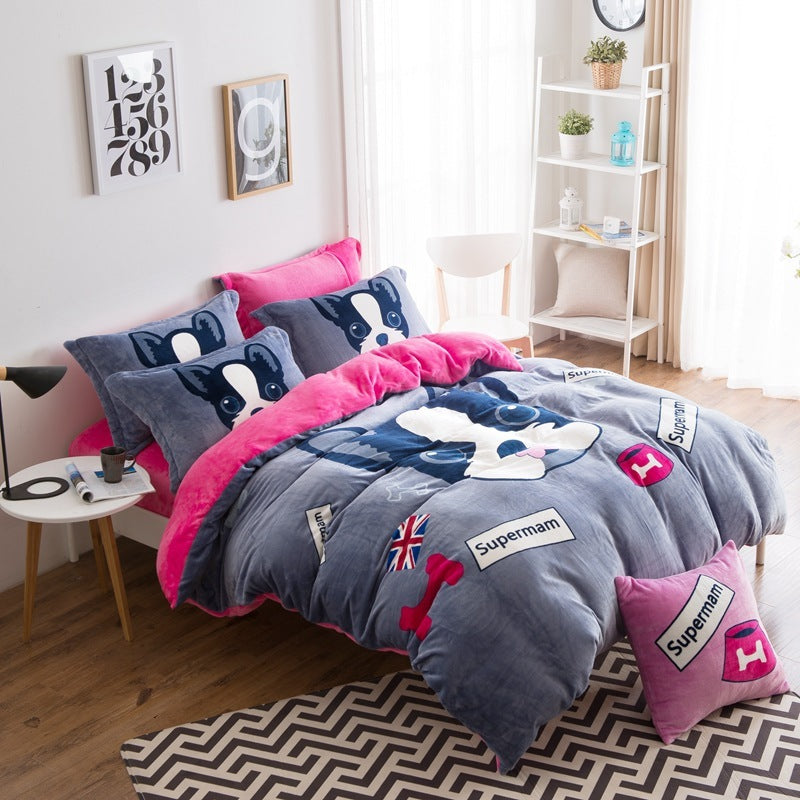 Flannel warm bedding set of four