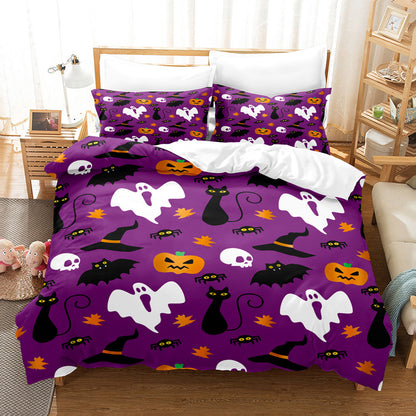 Juego de sábanas de tres piezas para ropa de cama navideña de la serie Halloween