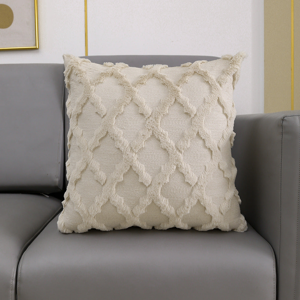 Plush Embroidered Diamond Pillow Cover