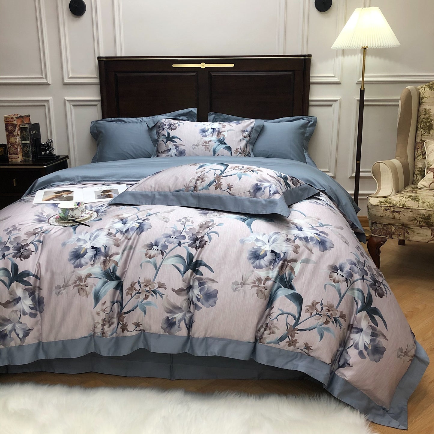 European Style Cotton Digital Printing Four-piece Set Silky And Delicate