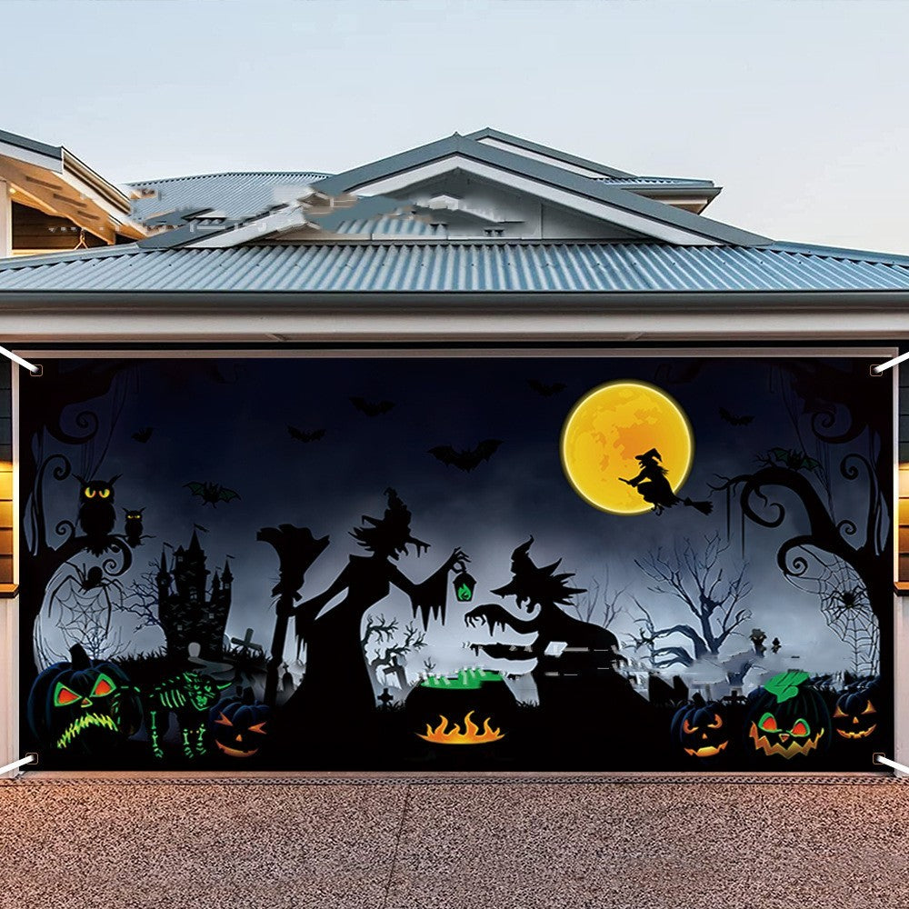 Horror Night Halloween Garage Door Width