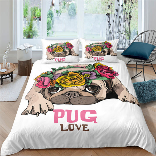 Parure de lit avec impression numérique 3D Pug