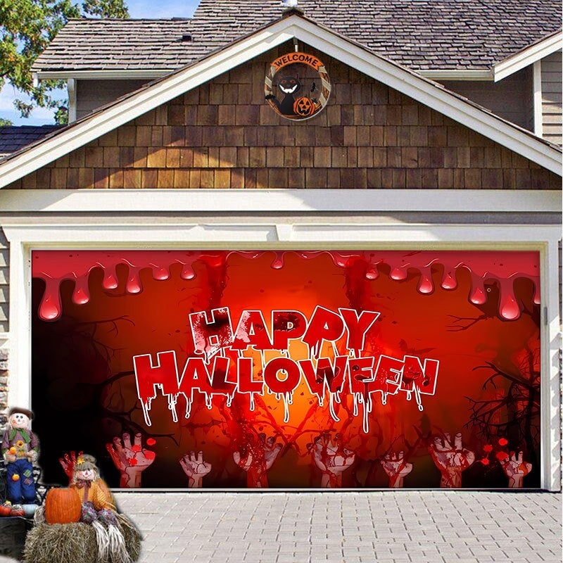 Halloween Garage Background Decoration Hanging Cloth