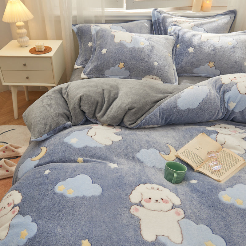 One-piece Cartoon Double-sided Milk Velvet Thick Quilt Cover