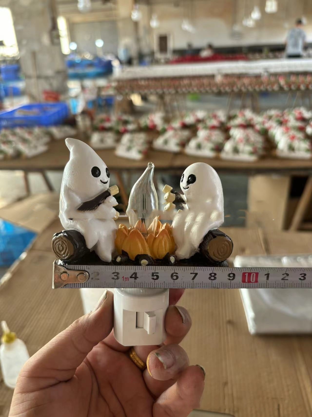 2024 Ghost Campfire Flickering Nightlight 2 Ghosts Roasting Plug Wall Spooky Fire Marshmallow Night Light For Halloween Decor