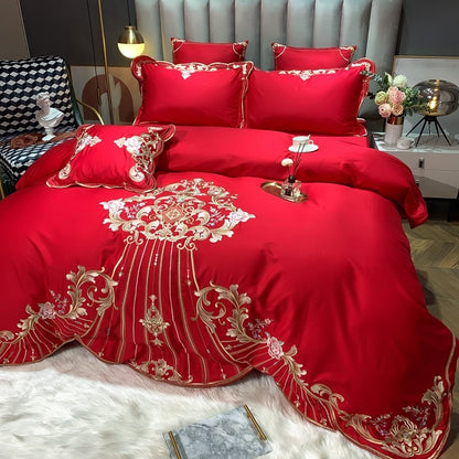 Four-piece Cotton Long-staple Cotton Bed Linen Embroidered Cotton