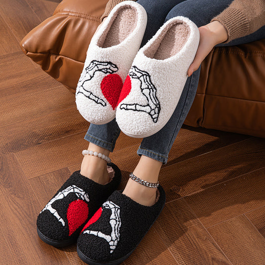 Chaussons en coton épais Love Black Hand Home