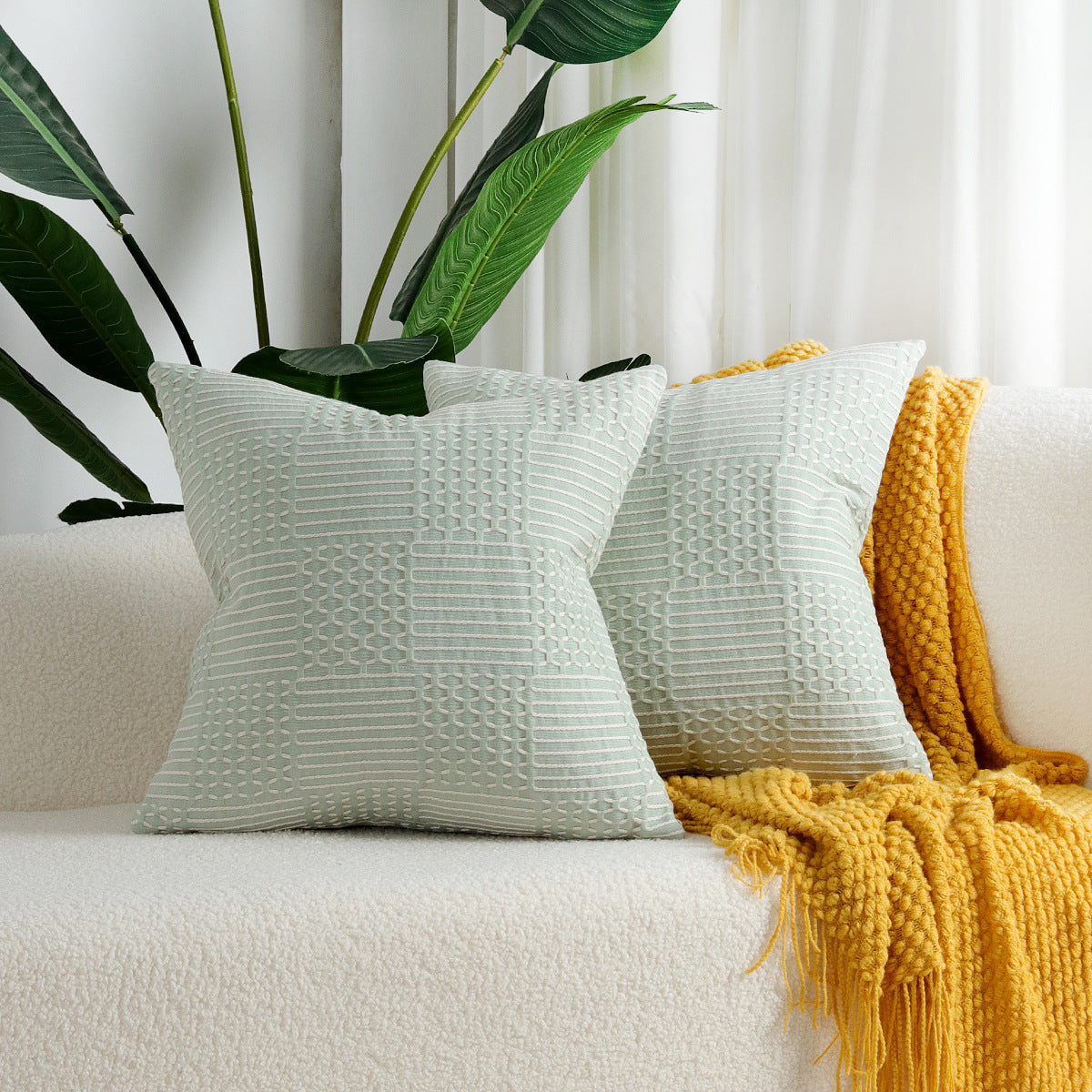 Simple Geometric Cotton Woven Jacquard Pillow Cover