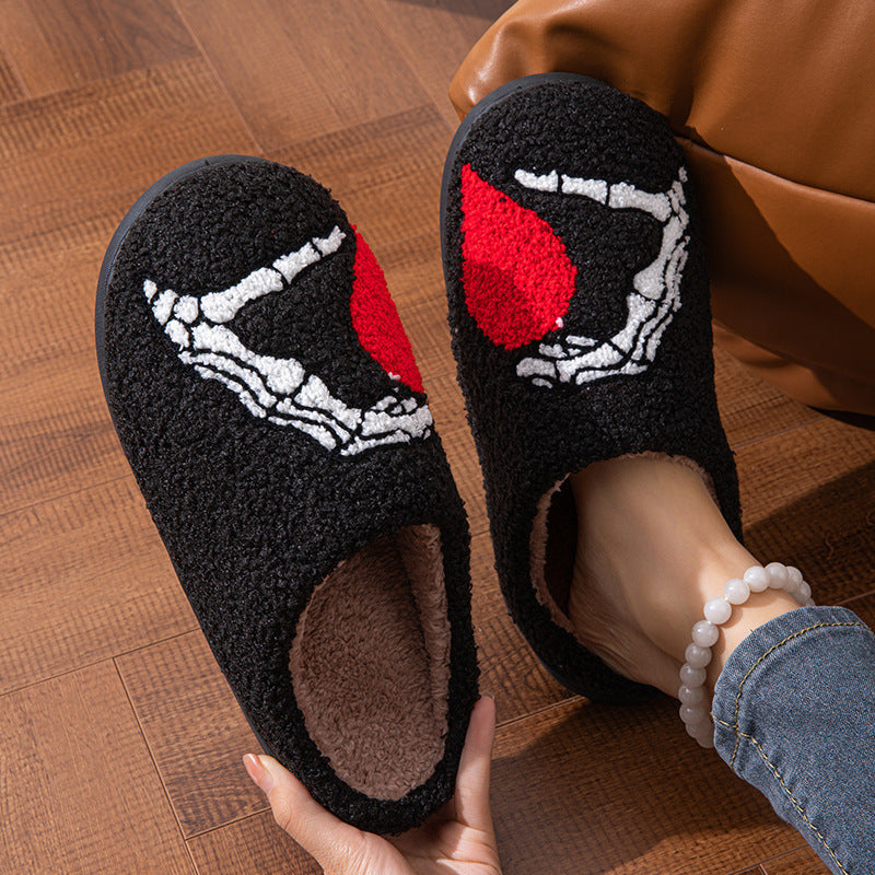 Chaussons en coton épais Love Black Hand Home