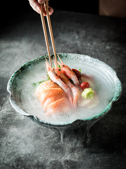 Dry Ice Sashimi Plate Seafood Ceramic Plate