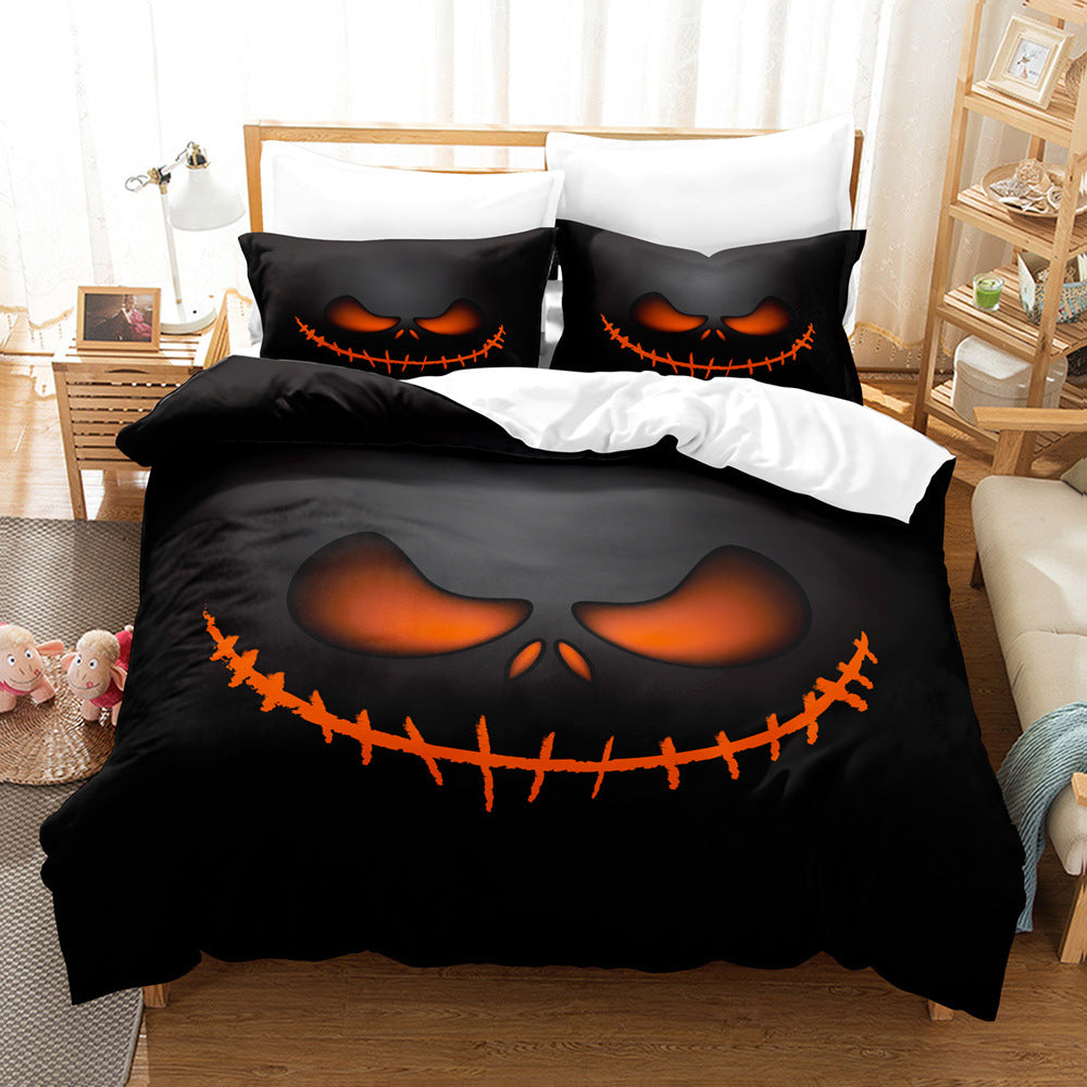 Juego de sábanas de tres piezas para ropa de cama navideña de la serie Halloween