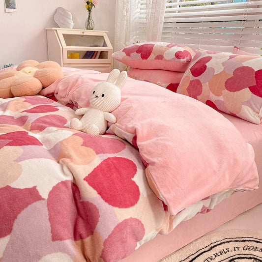 Milk Velvet Girl Plush Thickened Bed Sheet