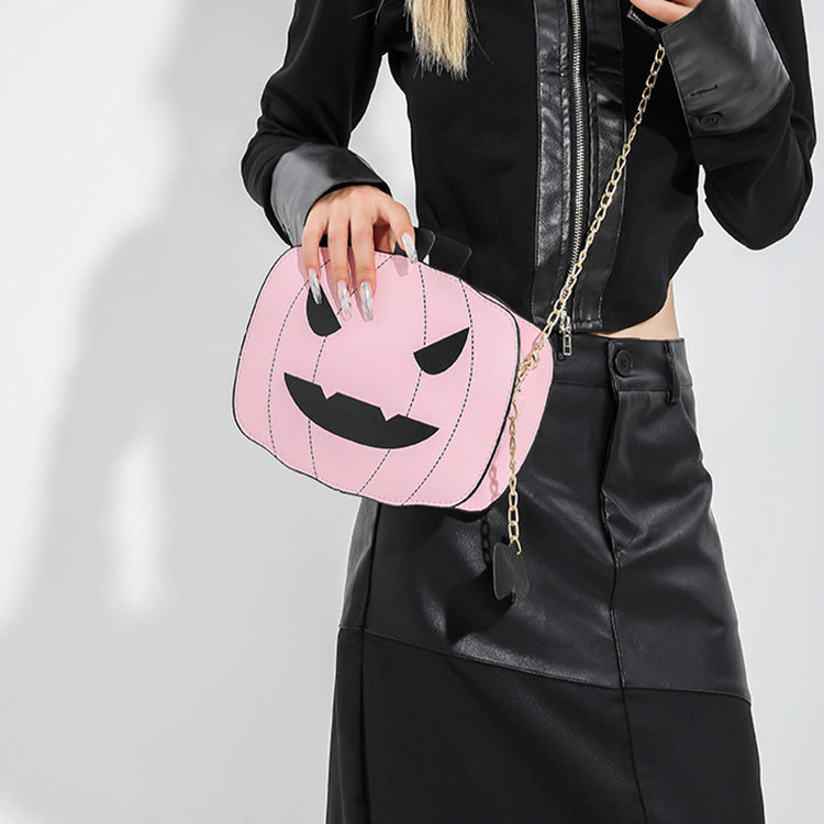 Halloween Cartoon Pumpkin Shoulder Bag For Girls Personality Funny Creative Chain Crossbody Bags Women