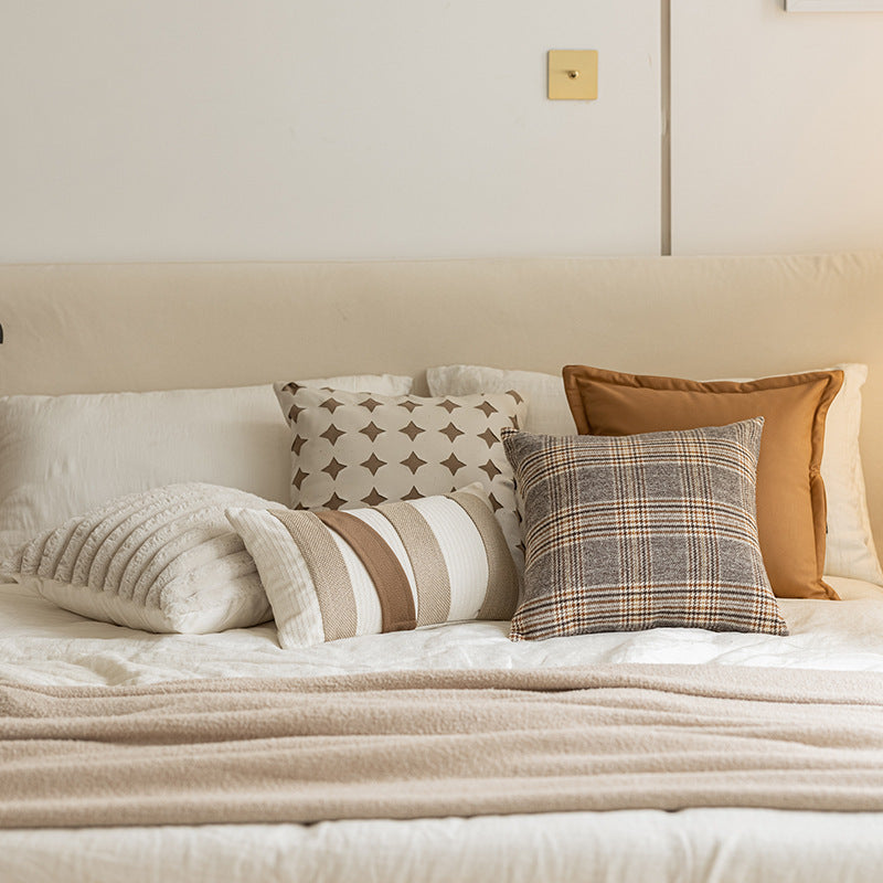 Housse de coussin marron nordique pour canapé, chambre à coucher, baie vitrée