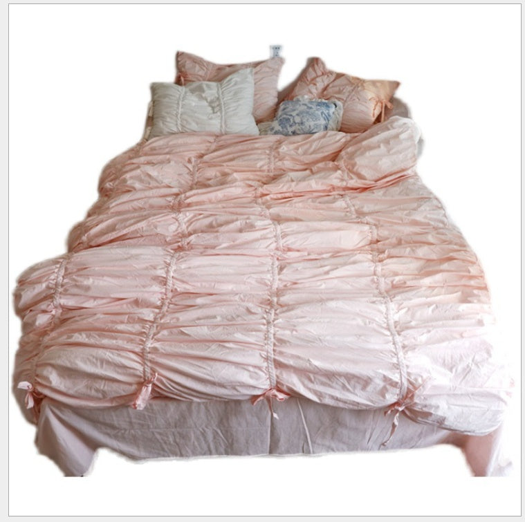 Fashion Korean Princess Wash Pure Cotton Pure Color Bed Skirt Bedding