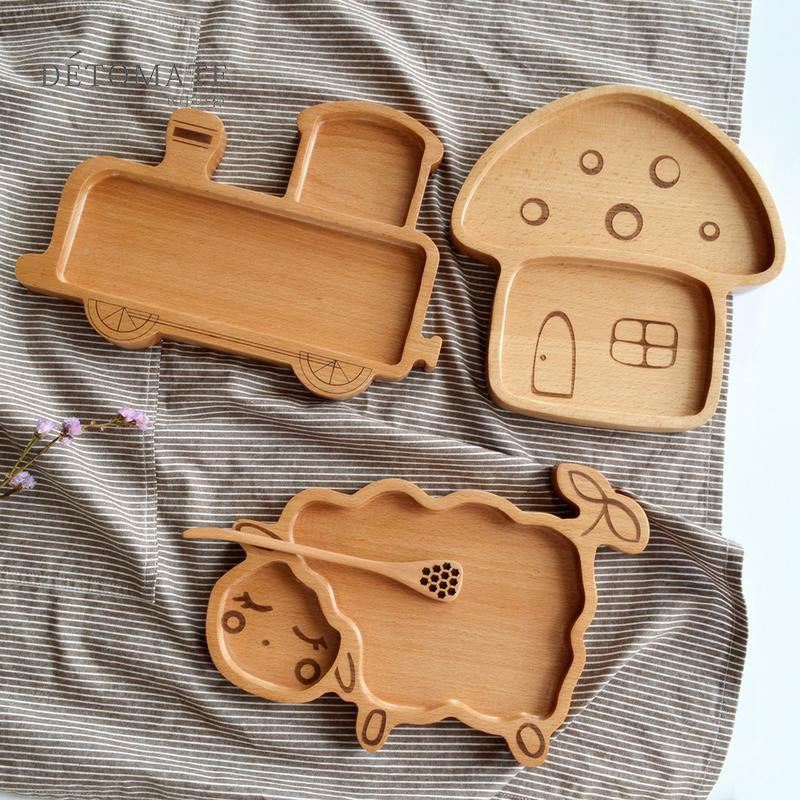 Solid wood cartoon fruit tray