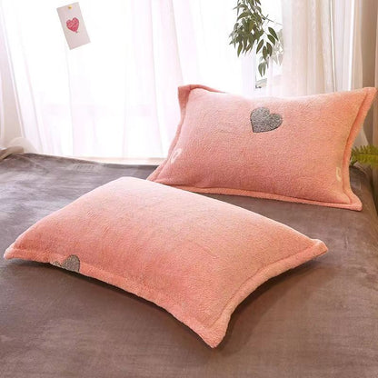 Fleece-lined Double-sided Fleece Winter Warm Coral Fleece Pillowcase