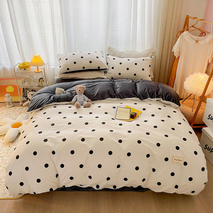 Four-piece Cotton Crystal Velvet Bed Bag For Autumn And Winter