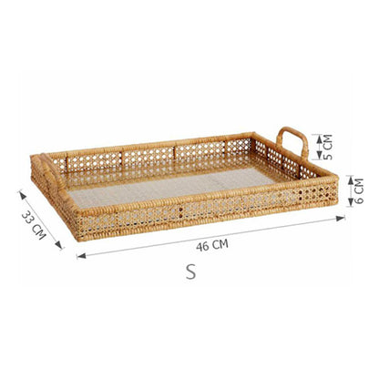 Plateau de rangement pour table à thé en rotin