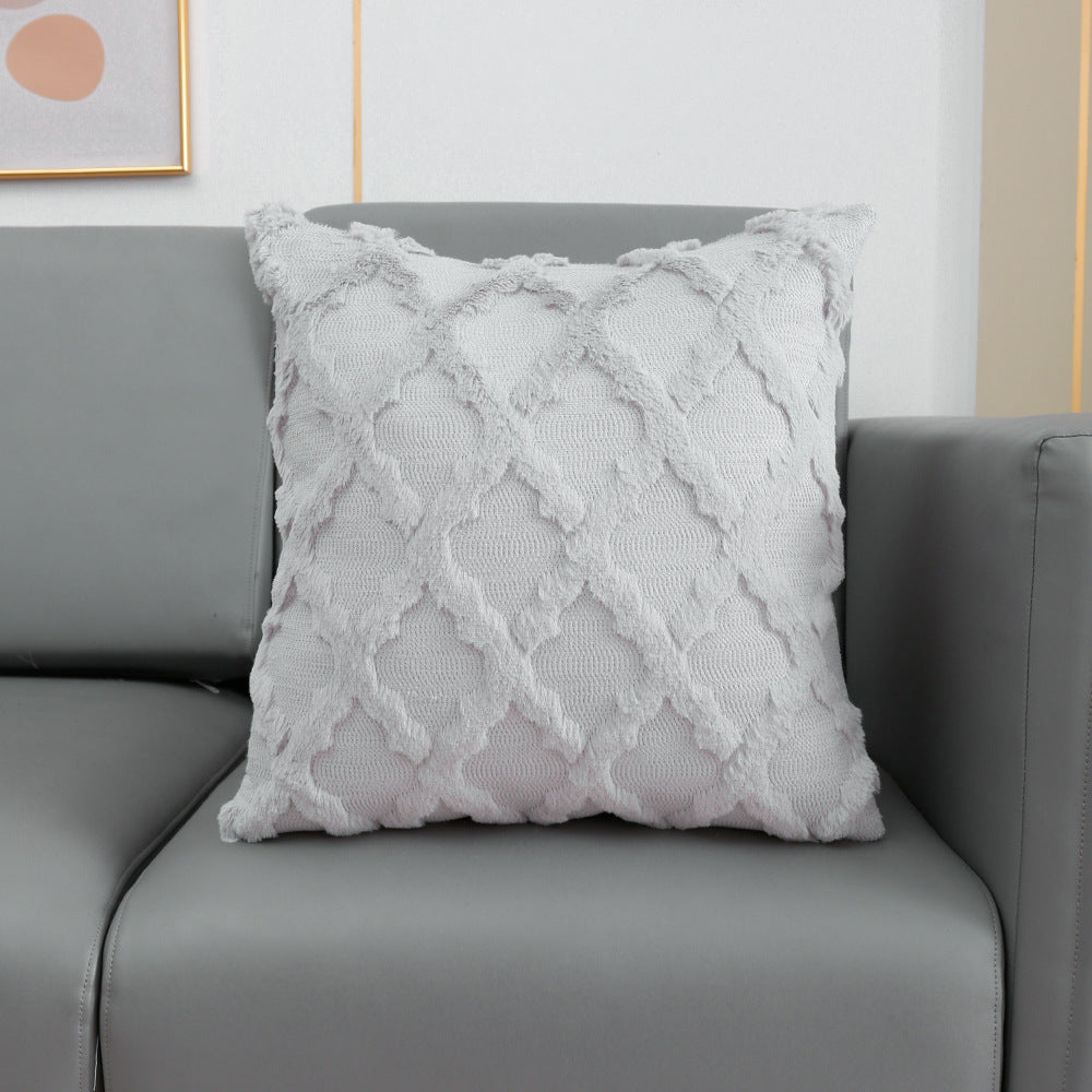 Housse de coussin en peluche brodée de diamants