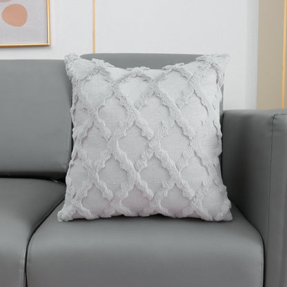 Plush Embroidered Diamond Pillow Cover