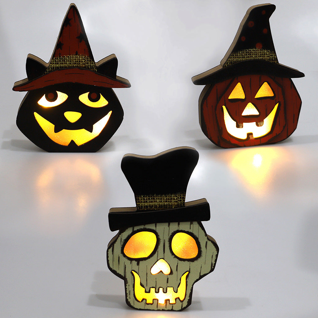 Lampe citrouille en bois créative pour Halloween Décorations d'Halloween