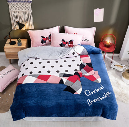 Flannel warm bedding set of four