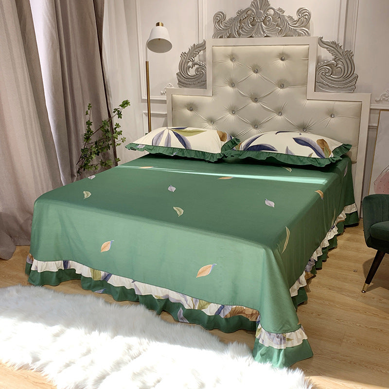 Drap de lit en pur coton avec bordure arrondie, version AB, taie d'oreiller