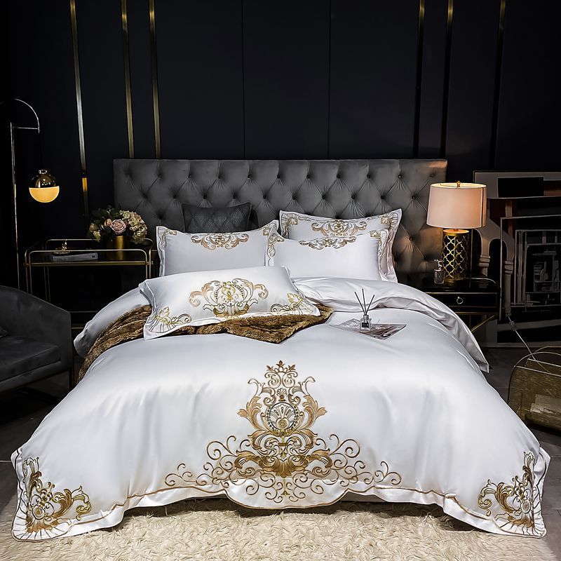 Solid Embroidered Satin Cotton Sheet