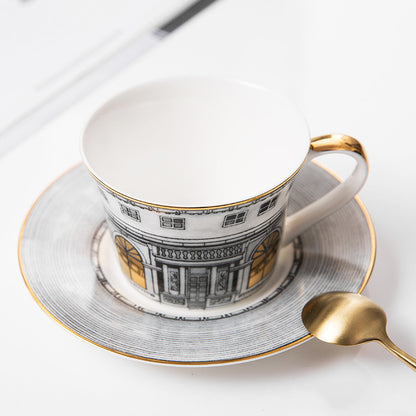 Bone China Gold Edge Handle Coffee Cup Set