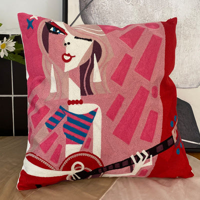 Embroidered Cushion Against Color Three-dimensional Throw Picasso Abstract Pillowcase