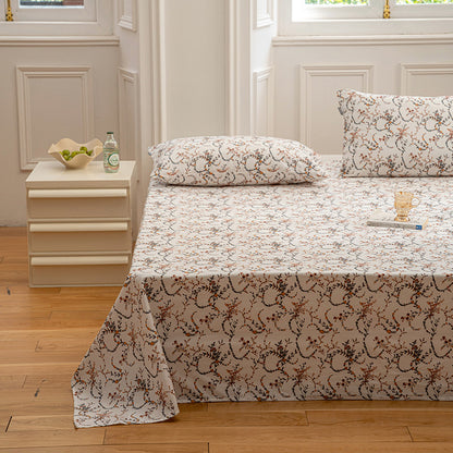 Cotton Printed Bed Sheet Single Item Pastoral Style Flower Single Piece