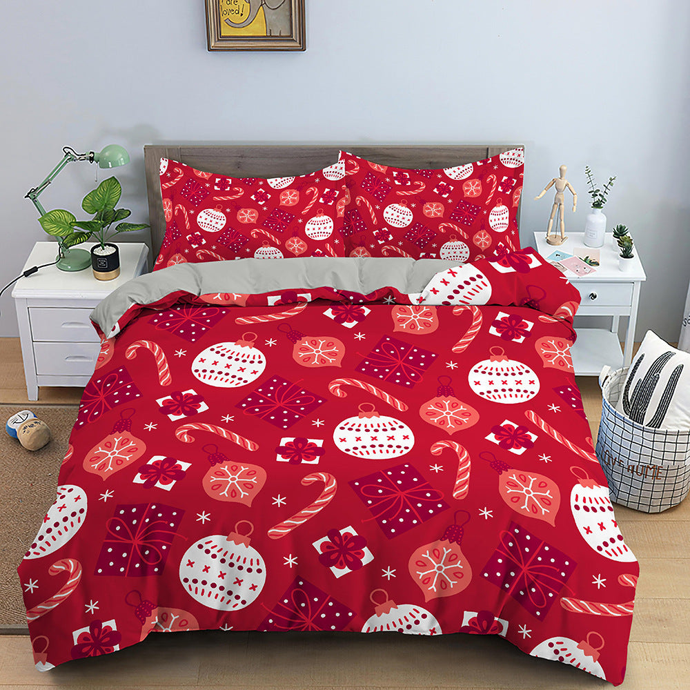 Couvre-lit trois pièces à impression numérique avec motif Père Noël rouge