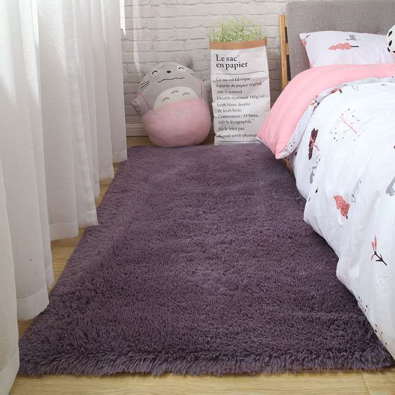 Alfombra de lana de seda para dormitorio, bonita habitación, mesita de noche