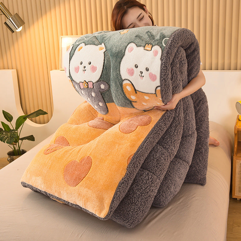 Winter Double-sided Fleece Thickened Warm Lamb Fleece Quilt