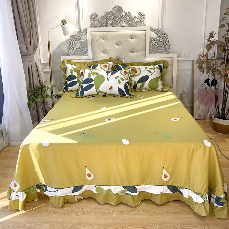 Drap de lit en pur coton avec bordure arrondie, version AB, taie d'oreiller