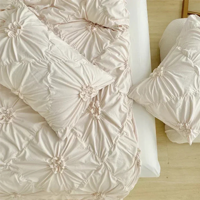 Plain 3D Three-dimensional Pull Flower Twisted Design Beddings Quilt Cover Pillowcase