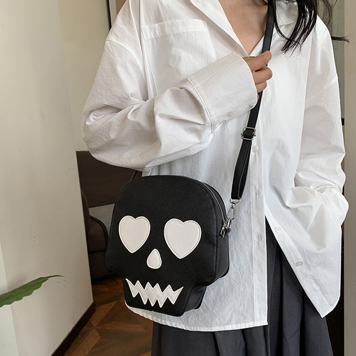 Cute Halloween Skull Small Shoulder Bags With Love Eyes Fashion Personality Crossbody Bag For Girls Women