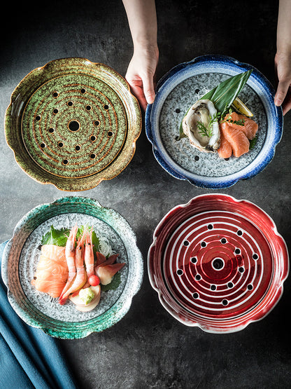 Dry Ice Sashimi Plate Seafood Ceramic Plate