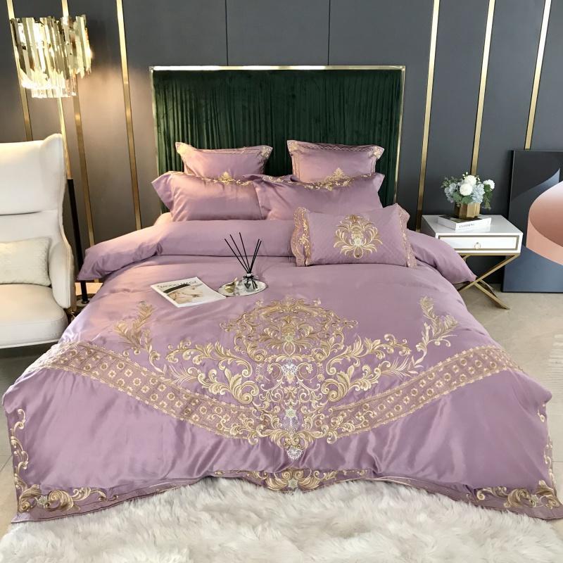 Four-piece Embroidered Tencel Cotton Bed Linen And Duvet Cover