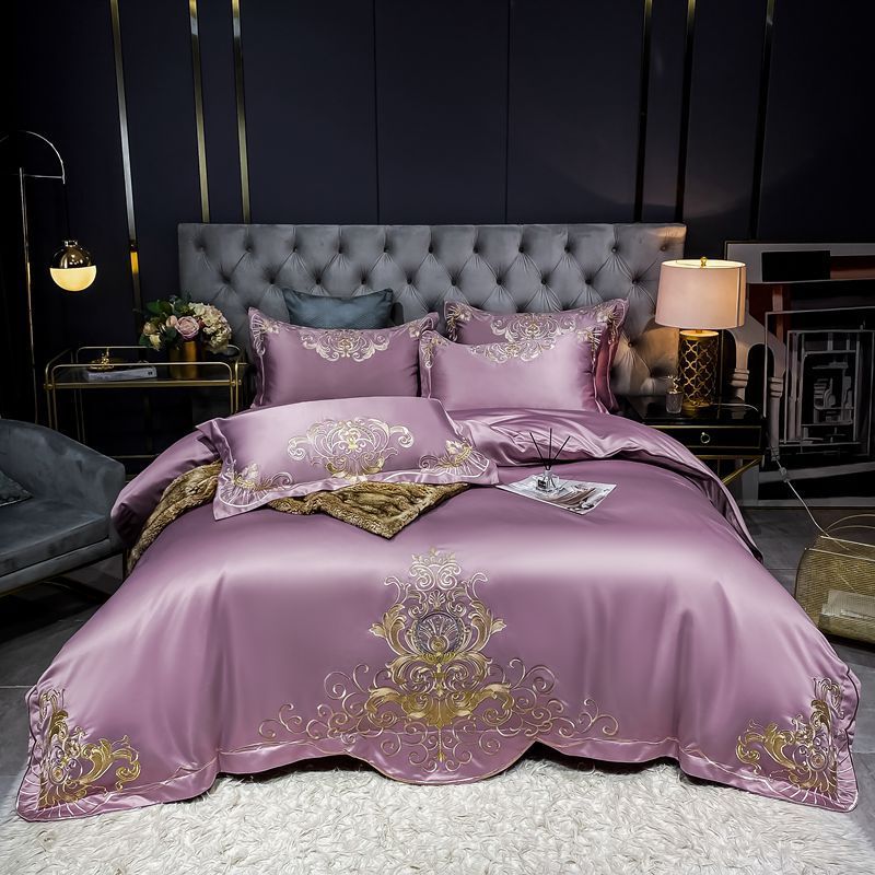 Solid Embroidered Satin Cotton Sheet