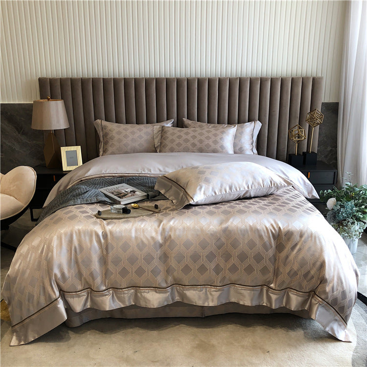 Housse de couette de luxe simple et légère en pur coton quatre pièces pour printemps et été