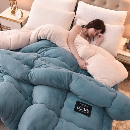 Couette double face en velours de lait épaisse et chaude pour l'hiver