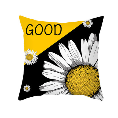 Housse de coussin moderne à imprimé marguerite jaune