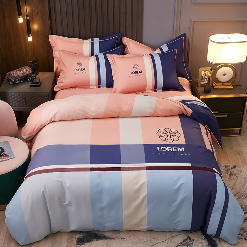 Four-piece Cotton Pure Cotton Spring And Autumn Household Simple Linen Quilt Cover Bed Sheet