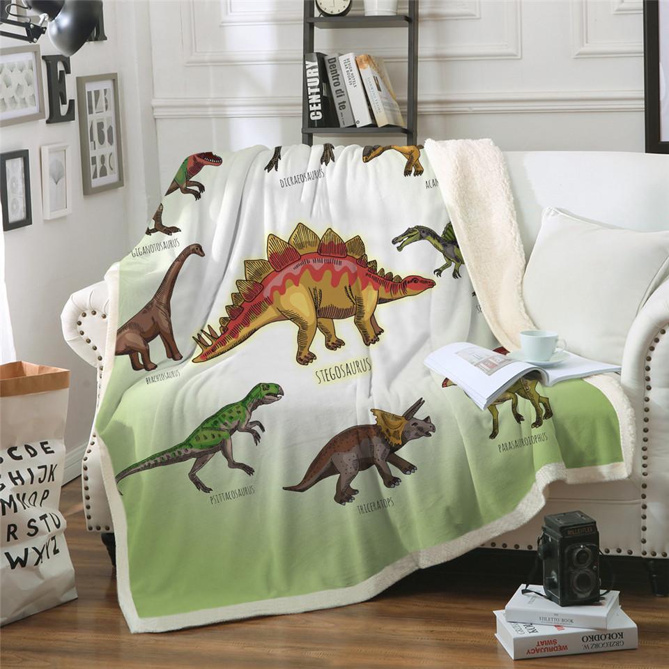 Manta de algodón suave y esponjosa con diseño de dinosaurio para niños y niñas, manta de dibujos animados jurásicos, para camas, textiles para el hogar, ropa de cama, outlet