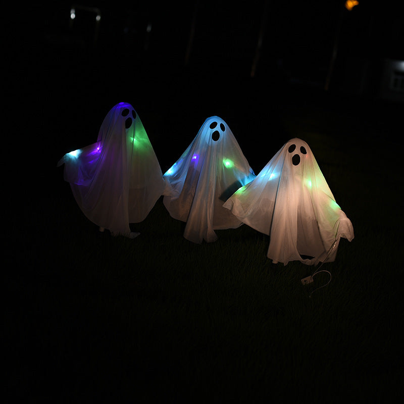 Halloween Skull Ghost Ornament Horror Outdoor Glowing Ghost Stake For Home Bar Haunted House Decoration