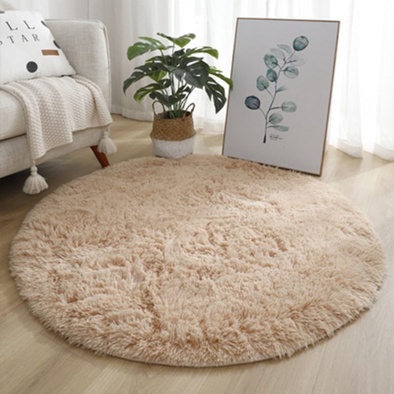 Tie Dye Silk Carpet Long Hair Round Bedroom Thickened Floor Mat