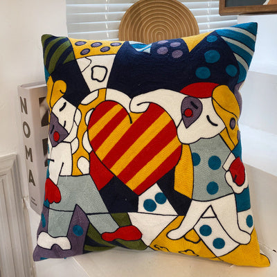 Coussin brodé contre la taie d'oreiller abstraite Picasso en trois dimensions